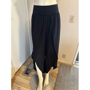 Harem Womens Size XS Pull On Pants Black Super Soft Silky Asymmetrical Hem
